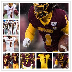 Hombres Michigan Chippewas CMU College Jersey Fútbol Antonio Brown Daniel Richardson Lewis Dallas Dixon George Douglas Pimpleton Nichols III