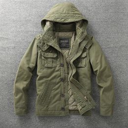 Hommes veste militaire denim rétro de cargaison vestes à capuche