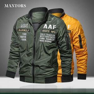 Mannen Militaire Jas Fleece Rits Herfst Nieuwe Mens Casual Windbreaker Pilot Jas Multi Pockets Mannelijke Bomber Jacket Merk Kleding X0621