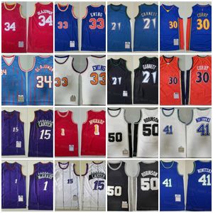 Maillots de basket-ball rétro Hakeem Olajuwon Kevin Garnett Patrick Ewing Stephen Curry Tracy McGrady Vince Carter David Robinson Nowitzki Vintage Athletic Wear