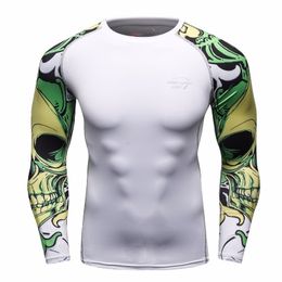 Hommes MMA Compression Chemises Rashguard Fitness Manches longues Couche de base Peau Serré Haltérophilie Hommes T-shirts 22 201116