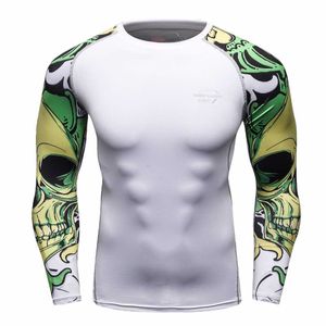Mannen MMA Compression Shirts RashGuard Fitness Lange Mouwen Basislaag Huid Strakke Gewicht Lifting T 22 210629