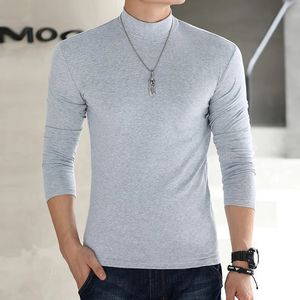 Men Mock Neck Basic Blouse Winter Thermal T-shirt Plain Kleding Druivert Lange Mouw Top Warm comfortabel Turtleneck ondergoed 240408