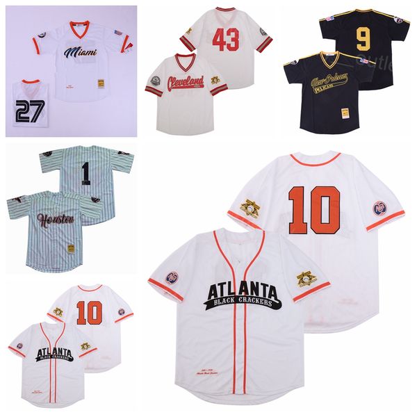 Hommes Moive Baseball Black Negro Leagues Jersey Buttondown 1 Button Down 10 Crackers All Stitched Team Color White Pinstripe Cooperstown Cool Base Respirant Sport
