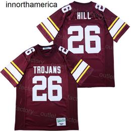 Men Moive High School Paradise Valley Trojans 26 Tyreek Hill Jersey voetbalteam Color Red Hip Hip All Stitching College Hiphop voor sport