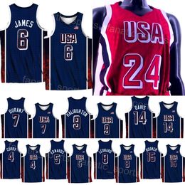 2024 Team 4 Stephen Curry Basketball Jersey Us Shirt 6 LeBron James 8 Kawhi Leonard 11 Joel Embiid 14 Davis 13 Bam Adebayo 15 Devin Booker 10 Jayson Tatum 12 Jrue Holiday