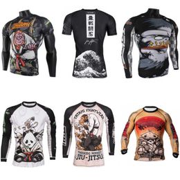 Mannen Monkey MMA Boksen Jerseys Compressie Running T-shirt Jogging Voetbal Fitness Workout Jersey Sportkleding Korte mouw