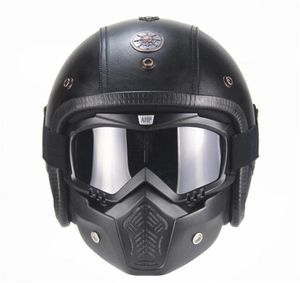 Casque de moto homme quatre saisons casque rétro fait à la main casque personnalisé273d5949733