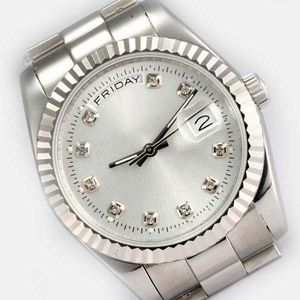 Men Movement Kijk White Dail met date polshorloge Smart horloges Markering van luxe roma man cool heden automatisch met zilveren millenniumband ontwerp 36 mm cadeau