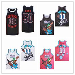 Heren Film 00# DONT BE A MENACE TO SOUTH CENTRAL Hip Hop JERSEY Teamkleur Roze Zwart voor sportfans Ademend 50 cent basketbalshirt G Unit Get Rich or Die