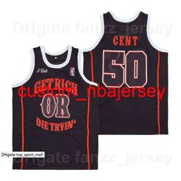 Mannen Movie 50 Cent Basketbal Jersey G Unit Get Rich of Die Tryin Hip Hop Team Kleur Zwart Voor Sportfans Ademend Hiphop Pure Cotton