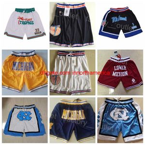 Calça de moletom masculina Movie College Just Don esportiva Basquete Lower Merion Michigan Wolverines Calça Flint Tropics Semi Wear Space Jam Tune Squad Pocket