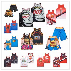 MEN MILM Film The House Down Beavis en Butt-Head Basketball Jerseys Ripcity #0 Taz Spiderman In The Spider Verse Super Mario Bros James Bond Golden Eye 007 Jersey