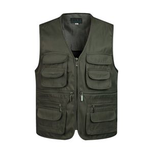 Mannen Multi-Pocket Classic Vaillon Mannelijke Mouwloze Lossende Solid Coat Werk Vest Pogo Tactical Mesh Jacket 210923