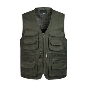 Gilet classique multi-poches pour hommes, sans manches, manteau solide, gilet de travail, pographe tactique en maille, veste 220801