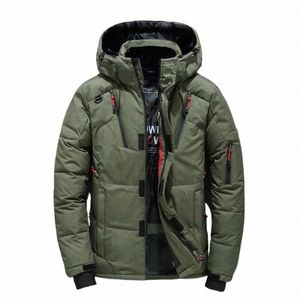 Hommes Multi-poches Hiver Automne Blanc Canard Down Cott Rembourré Parkas Pardessus avec Capuche Plus Veet Chaud Manteau Militaire Imperméable 10gQ #