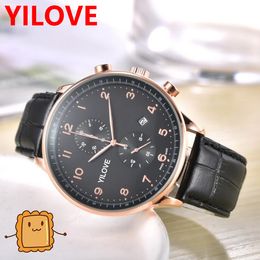 Reloj multifunción para hombre, 40mm, reloj masculino de marca superior, reloj de pulsera de cuero con calendario de diseñador de lujo para hombre