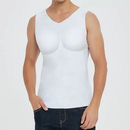 Gilet musculaire pour hommes, débardeur de musculation, Inserts amovibles, sous-vêtements rembourrés pour le ventre, modelant le corps, 240104