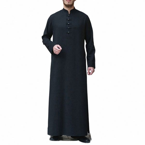 Hommes musulmans vêtements islamiques arabe Dubaï traditionnel Abaya Dr Kaftan turc Ramadan Bairam Eid prière Jubba Thobe Lg Robes O5Q1 #
