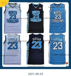 Men NCAA Caroline du Nord Tar Heels 23 Michael Jersey Un Collège Basketball Jerseys Flying Man Black Blanc Bleu