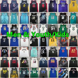 Heren jeugdbasketbalshirt Stephen Curry Wembanyama damian lillard LaMelo Ball Ja Morant Jimmy Butler Tatum Devin Booker Kevin Durant Luka Doncic Antetokounmpo