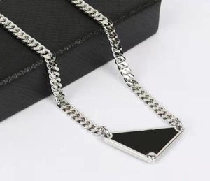 Heren ketting designer sieraden zilver hoogwaardige roestvrijstalen sieraden omgekeerde driehoek hanger charme party hond zwart wh6010006