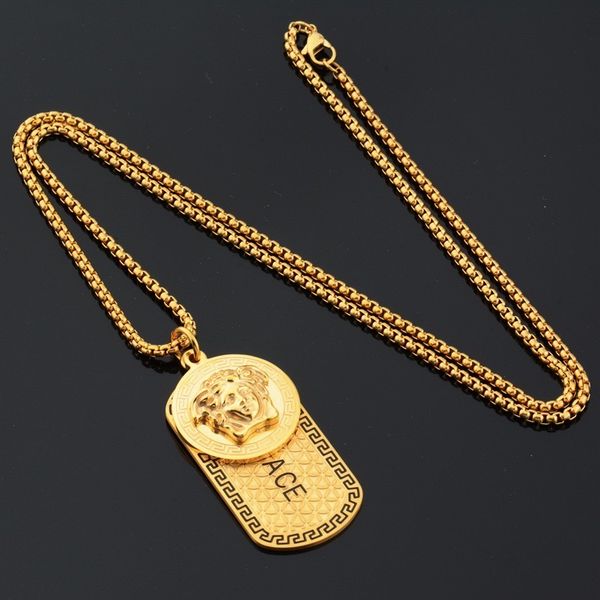 Collier homme titane acier collier pendentif disque grec médaille d'or pendentif collier