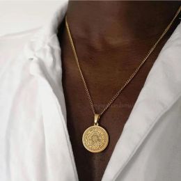 Colliers pour hommes, joints du pendentif des sept archanges, cadeau de bijoux Gabriel Zadkiel en or jaune 14 carats avec 24 pouces