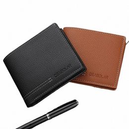 Men Nouveau portefeuille minimaliste ultra-mince en cuir PU Multi-slot Wallet V6FH #