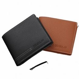 Men Nouveau portefeuille minimaliste ultra-mince en cuir PU Multi-slot Wallet U2EQ #