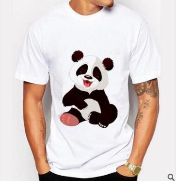 Hommes nouveau Panda imprimé à manches courtes t-shirt mode d'été foncé drôle t dessus de chemise nouveauté Oneck blanc Tee3699343