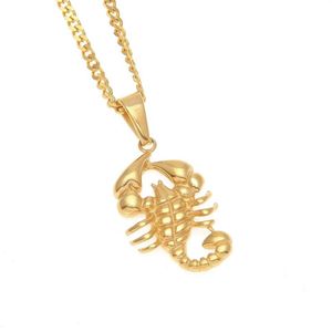 Hommes nouveau acier inoxydable scorpion pendentifs colliers couleur or Animal pendentif collier mode Hip hop bijoux 283C