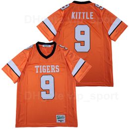 Hommes Norman Tigers 9 George Kittle High School Football Jersey Respirant Orange Team Couleur Pur Coton Ed et Cousu sur Sport Top Qualité