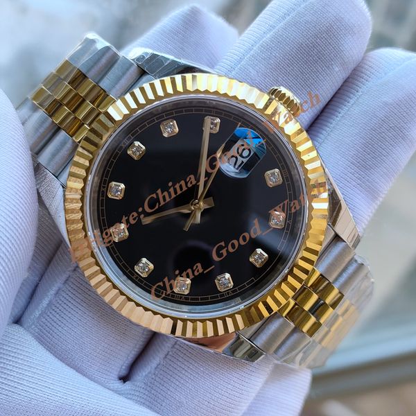 Hommes de montre cadran diamant or jaune V2 bracelet jubilé montres pour hommes mouvement automatique EWF version d'usine heure date Cal.3235 904L EWf montres-bracelets saphir