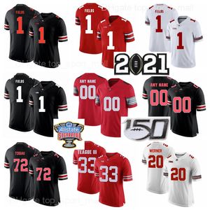 NCAA Ohio State Buckeyes 1 Justin Fields Jersey Football 33 Master Teague III Pete Werner Togiai Tuf Borland Finals 2021 Sugar Bowl gestikt hoge kwaliteit