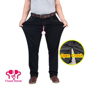 Hommes Open d'entrejambe Pantalon élastique lâche cachée cachée gay grand entrejambe sans entretoi de pantalon chaud