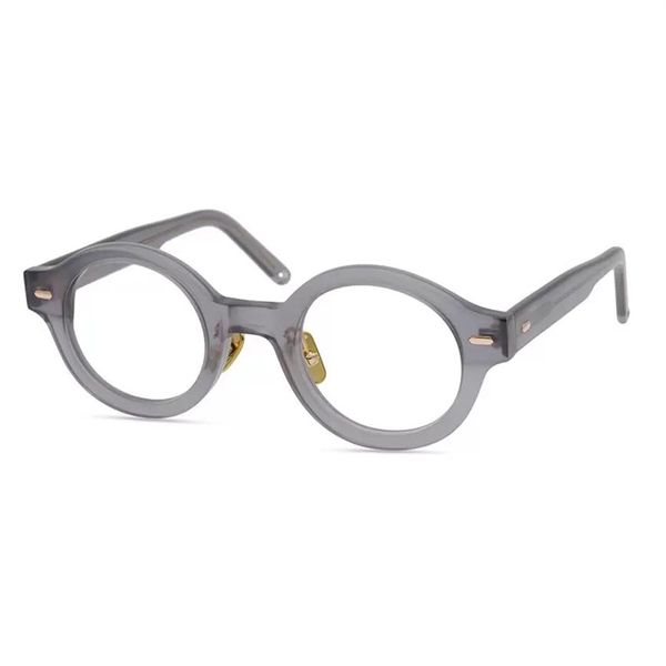 Hombres Gafas ópticas Marcos de anteojos Marca Retro Mujeres Marco de gafas redondo Titanio puro Almohadilla para la nariz Gafas para miopía con gafas Cas206z