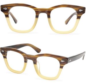 Hombres Marco de gafas ópticas Marca Marcos de gafas gruesos Gafas cuadradas de moda vintage para mujeres La máscara Anteojos de miopía hechos a mano con estuche