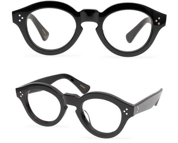 Hombres Gafas ópticas Marco Marca Monturas de gafas gruesas Moda vintage Gafas redondas para mujeres La máscara Gafas de miopía hechas a mano con estuche