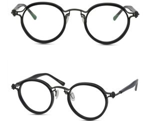 Hombres Marco de gafas ópticas Marca Marcos de gafas de titanio puro Marcos de gafas redondos vintage para mujeres Anteojos de miopía hechos a mano con caja