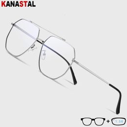 Hommes verres de lecture optiques femmes verres de blocage de lumière bleue prescription des lunettes de lunettes en métal CR39 Lenses Myopie Eyewear 240419