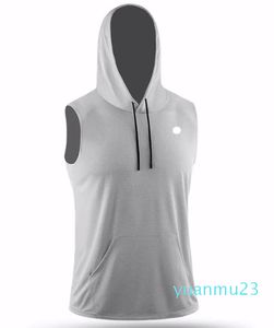 Camiseta deportiva para hombre al aire libre para hombre Camisa sin mangas con capucha para hombre Camiseta corta que absorbe el sudor de secado rápido para hombre Wrokout ll