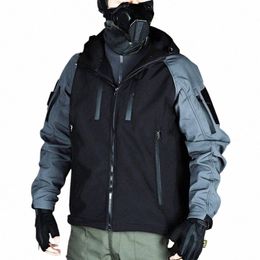 Hombres chaqueta táctica al aire libre Soft Shell impermeable polar chaquetas Airsoft SWAT caliente con capucha rompevientos ejército Combat Coat z4xT #