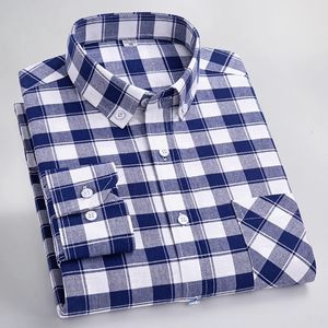 Hombres Oxford Plaid Business Casual Camisetas Sleev Long Sleev Patch Pachin Pocket Regularfit Regular Butdown Collar Fuente 240403