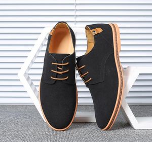 Mannen oxfords suède lederen jurk schoenen veter mannen casual schoenen loafers mannen klassieke zwarte flats schoeisel plus maat 38-46