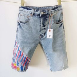 Hommes peints shorts denim shorts de mode imprimées Slip Slip Slip Five Pant Pantalons Summer 240410