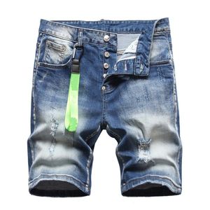 Mannen Geschilderde Denim Shorts Jeans Zomer Pocket Big Size Casual Verontruste Gaten Slim Fit Heren Korte Broek Broek DY1125251D