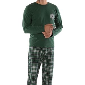 Heren pyjama set zachte comfortabele lente herfst winter lange mouw broek thuiskleding plus size katoen pyjama süit 211111