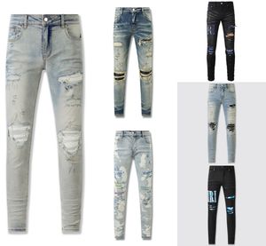 Pantalons pour hommes Jeans de marque pour hommes Pantalons en jeans Trou Light Top Italie Marque Homme Pantalons longs Pantalons Streetwear Denim Skinny Slim Straight Biker jeans haut blanc