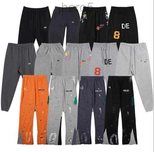 Pantalones para hombres Galerías Pantalones de chándal Departamento Impresión de letras moteadas Pareja de mujeres para hombres Suelto Versátil Casual Recto Naranja Gris Negro W4YM